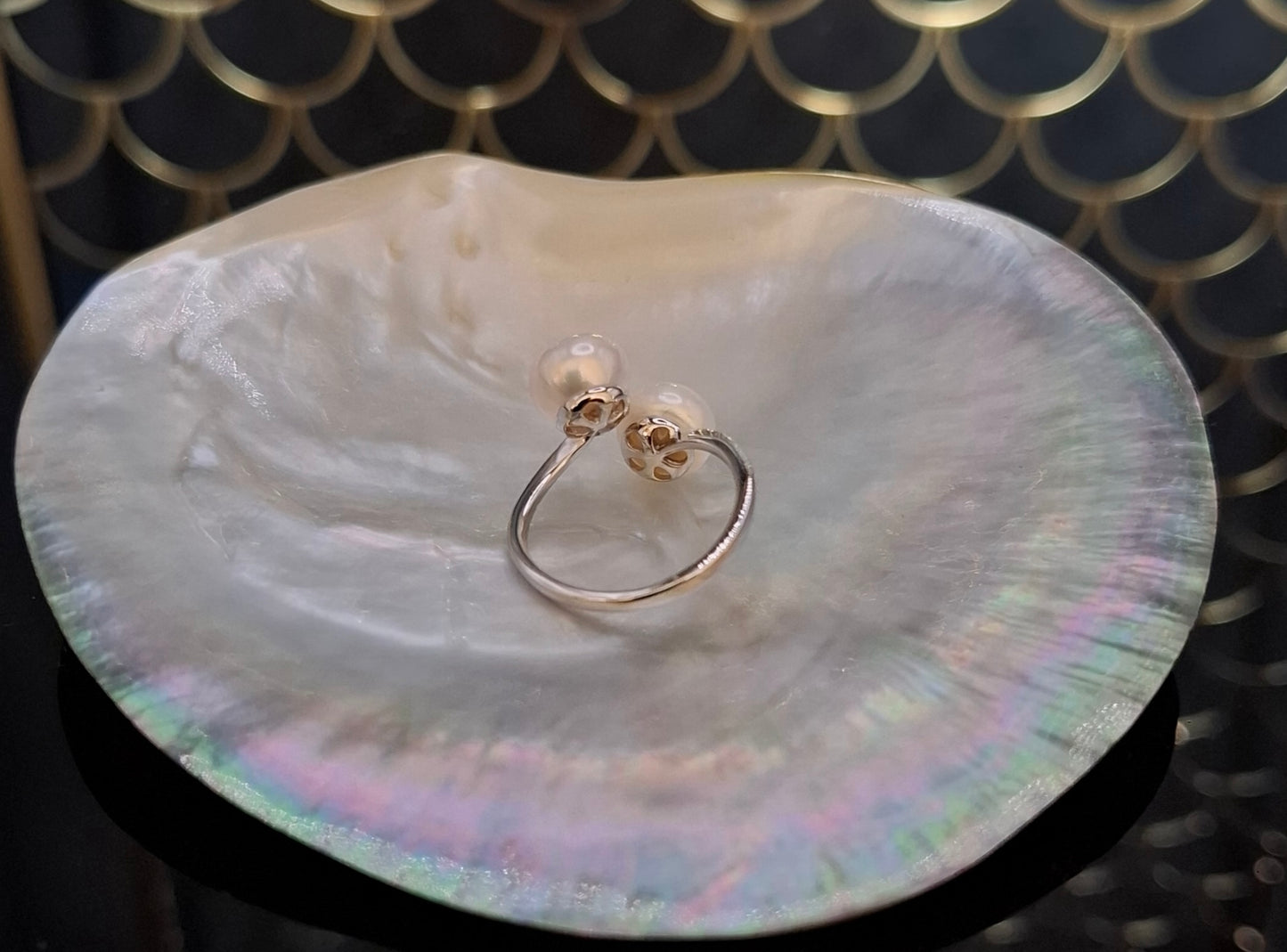 Double freshwater pearl ring