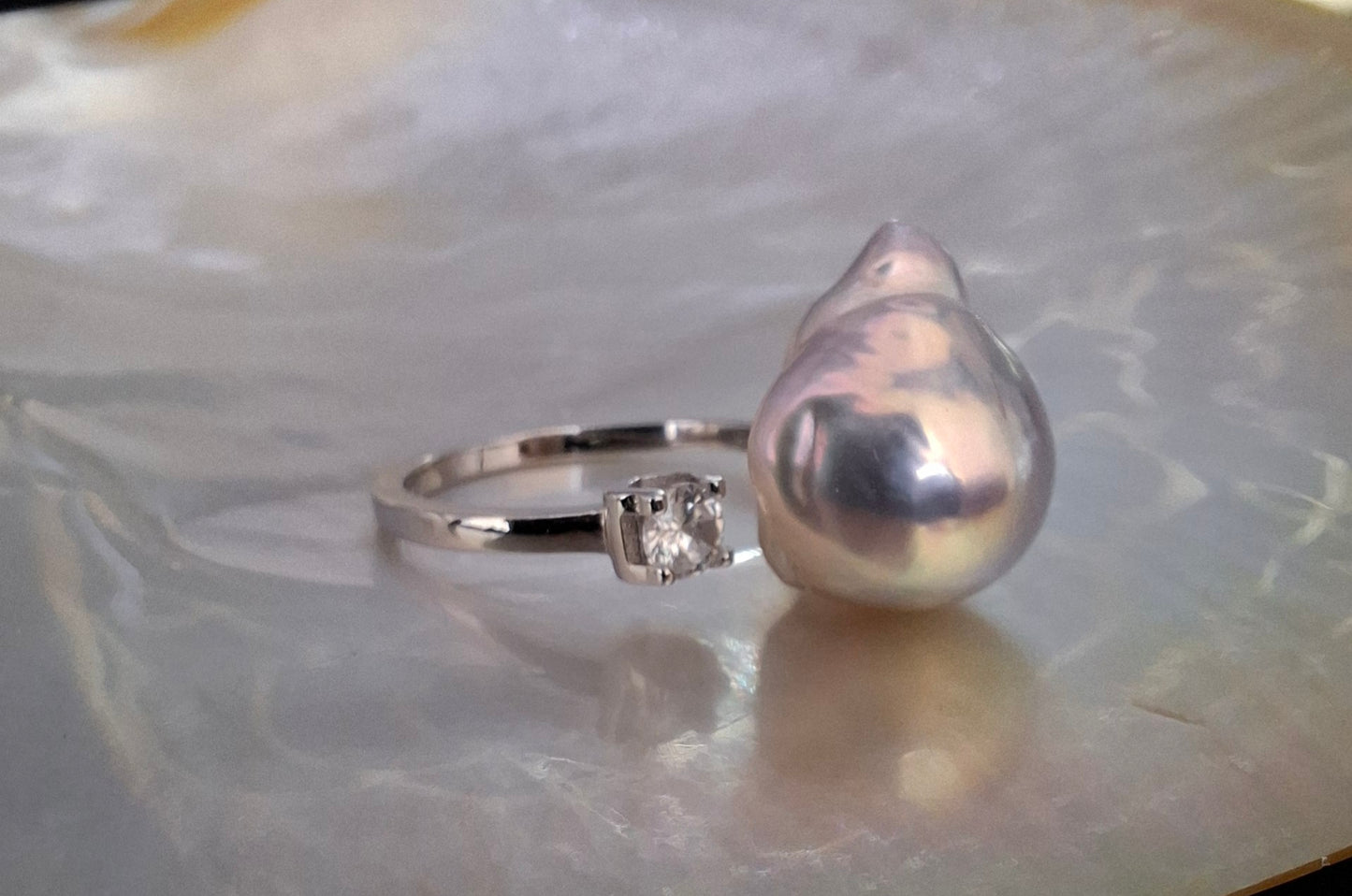 Freshwater baroque pearl ring (7 )