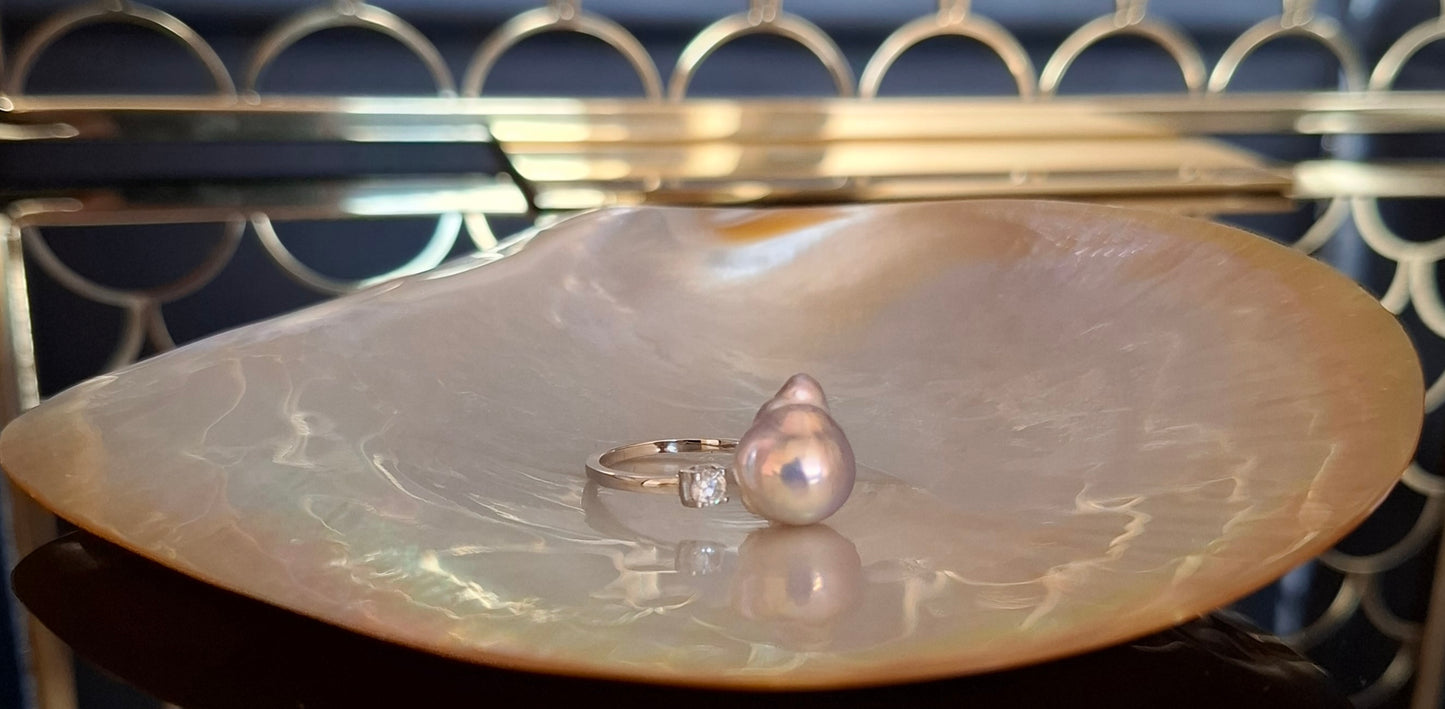 Freshwater baroque pearl ring (7 )