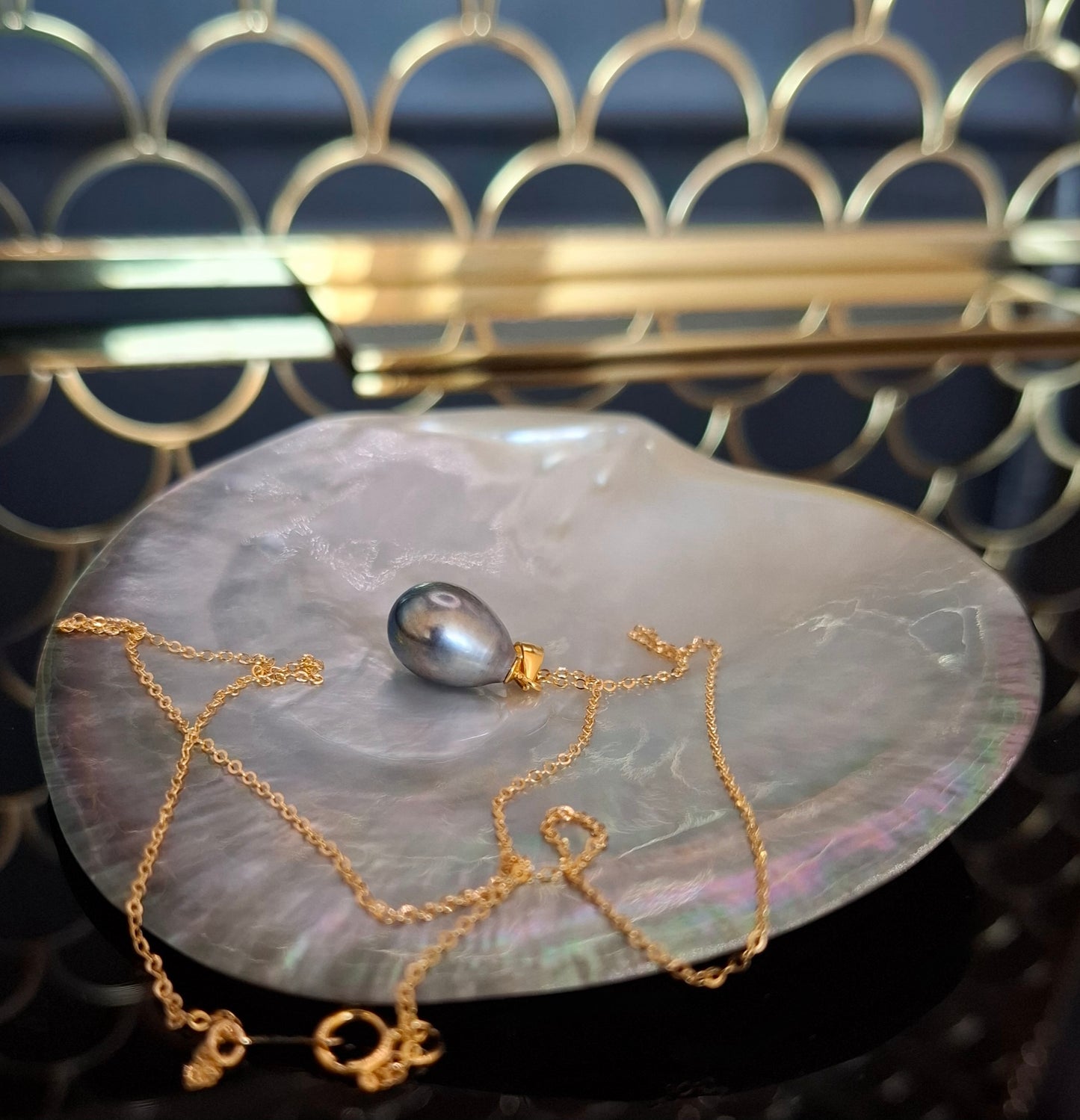 Tahitian drop pearl (2) necklace