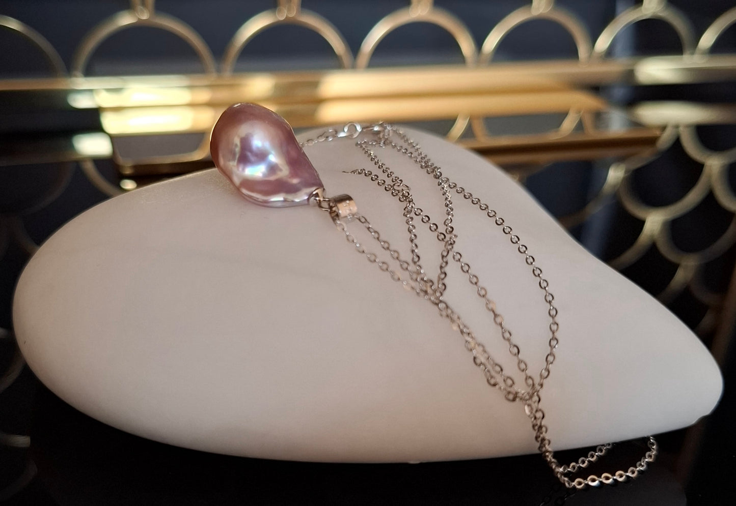 Natural purple rainbow pendant necklace