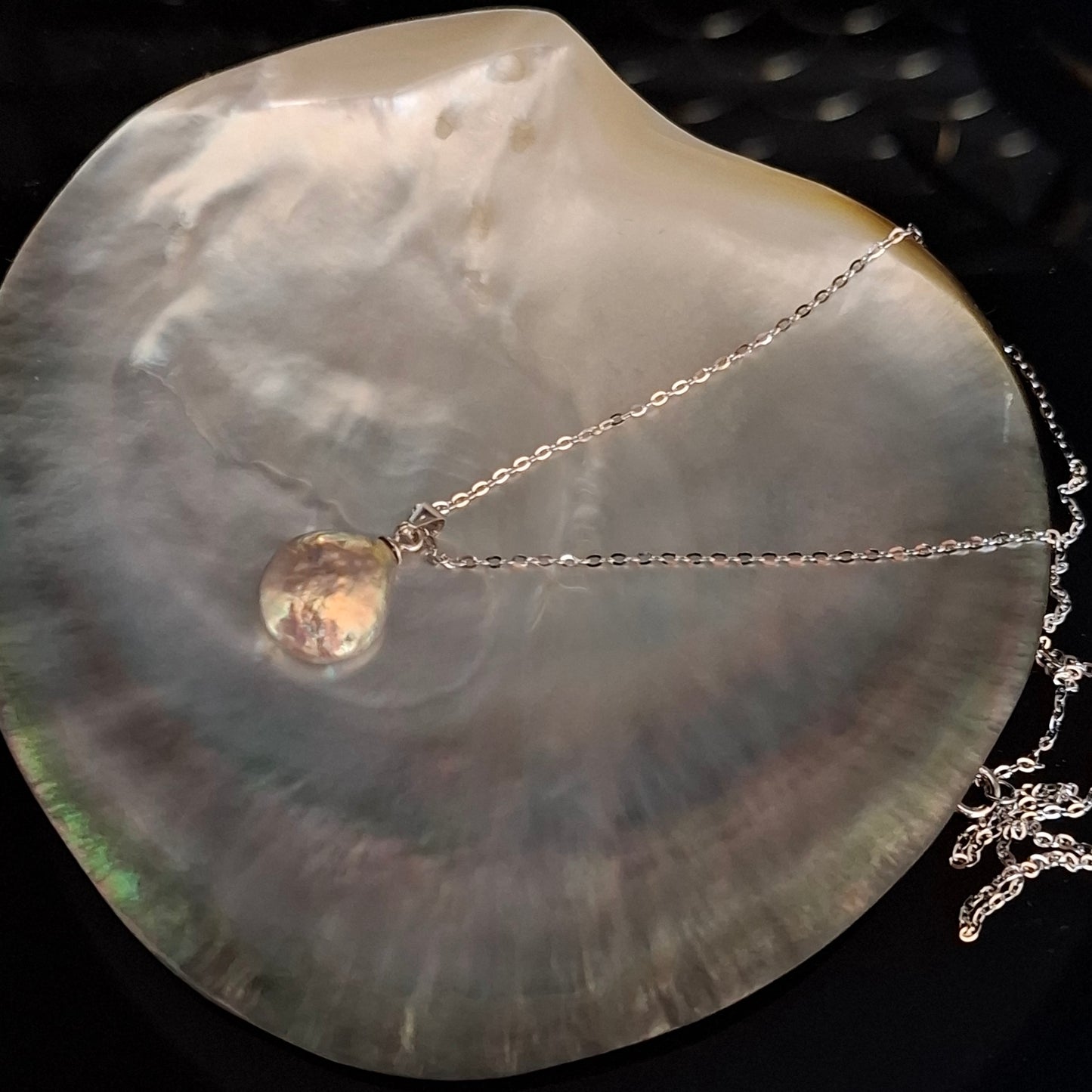 Freshwater rainbow pearl necklace