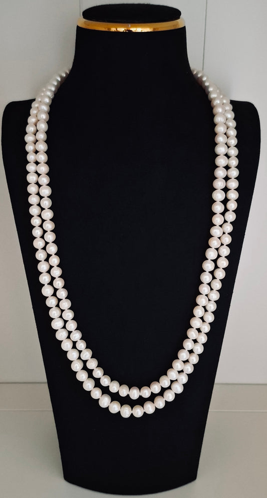 Freshwater near round 52 inch pearl necklace