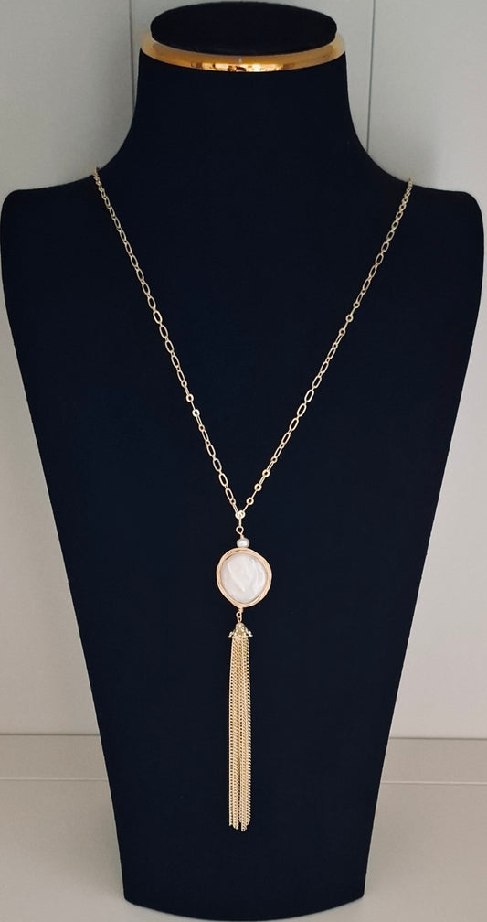Tassel gold chain pearl necklace