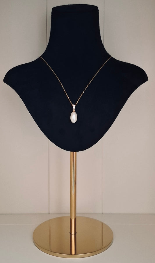 Freshwater rice pearl  gold pendant