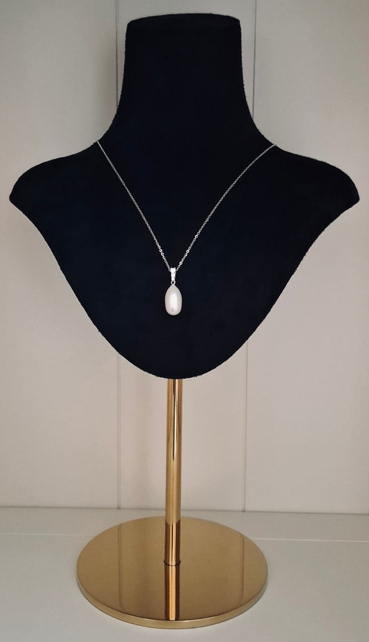 Freshwater rice pearl  silver necklace