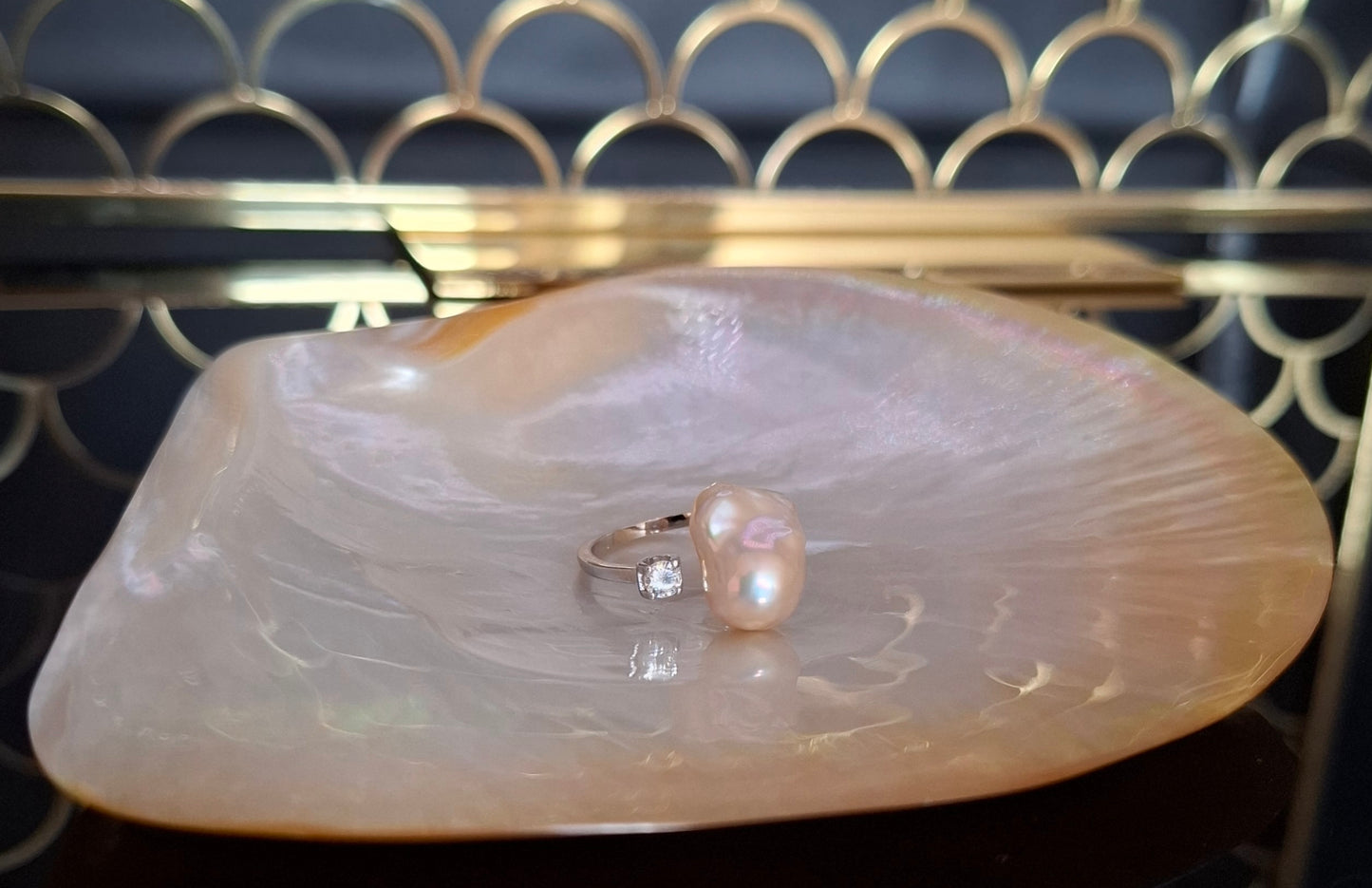 Freshwater baroque pearl ring ( 12 )