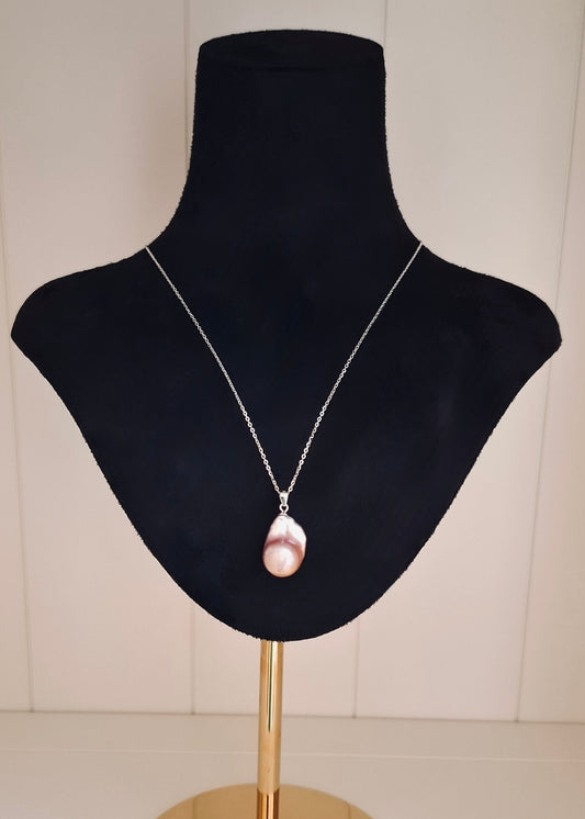 Natural purple rainbow pendant necklace