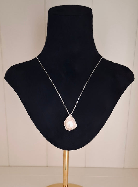 Lotus flower silver pendant necklace